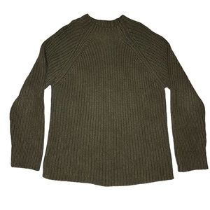 J Crew Sweater Mens XL Long Sleeve Heavy Knit Pullover Cotton Olive Green Casual